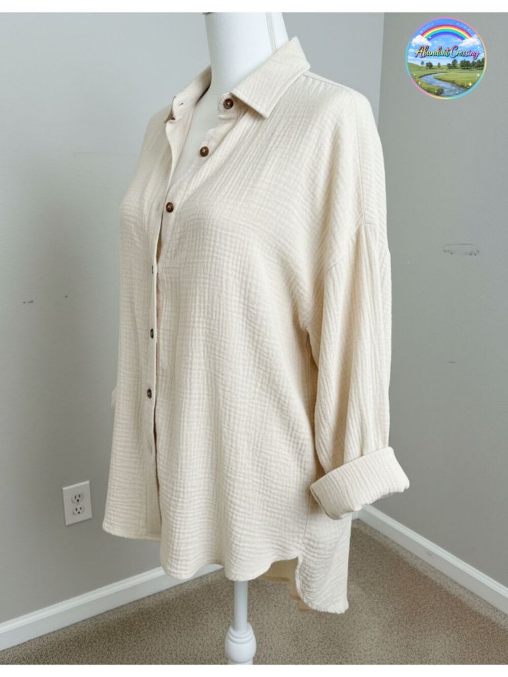 Casual Long Sleeve Button Down V Neck Blouse